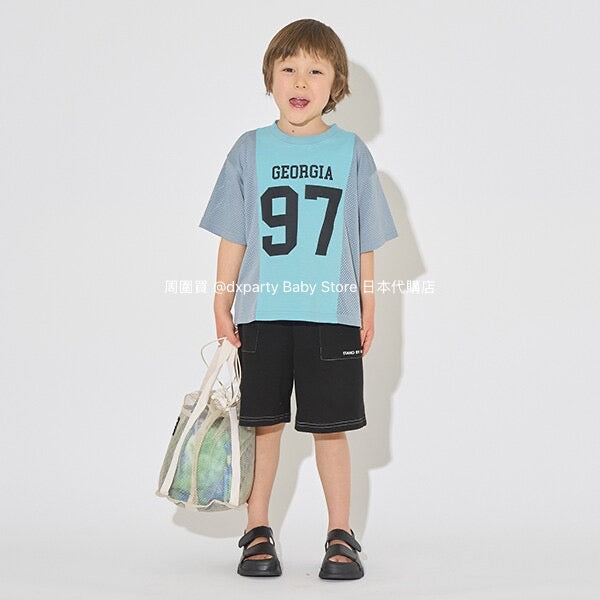 Japanese children's clothing b・R# water-absorbing quick-drying touch cool color-block mesh sports top 100-150cm boys/girls summer TOPS