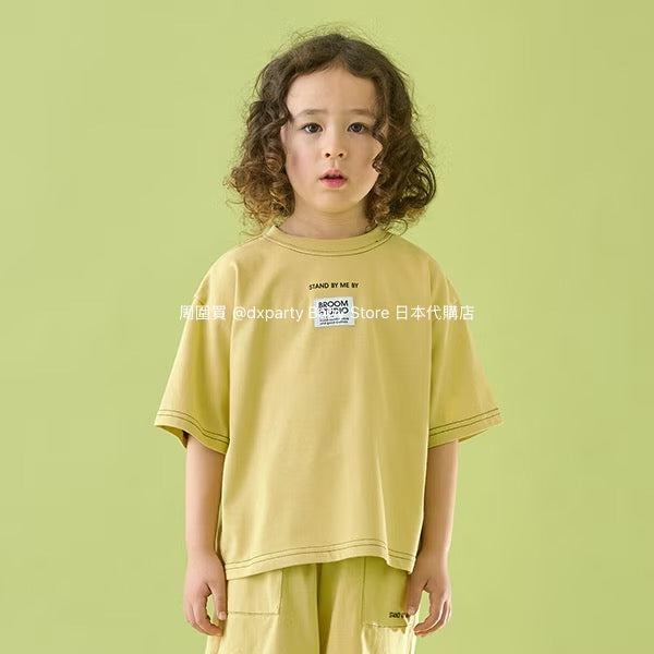 Japanese children's clothing b・R# patch logo top 100-150cm boys/girls summer TOPS
