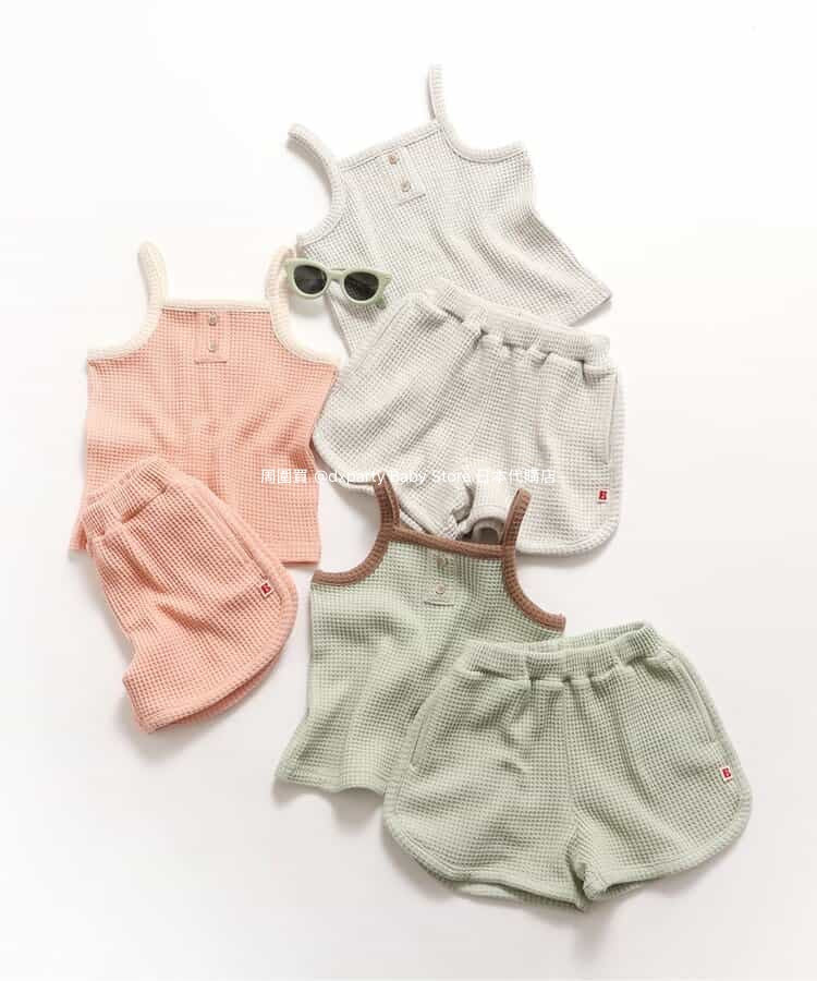 Japanese children's clothing BREEZE waffle camisole top 80-140cm girls summer TOPS