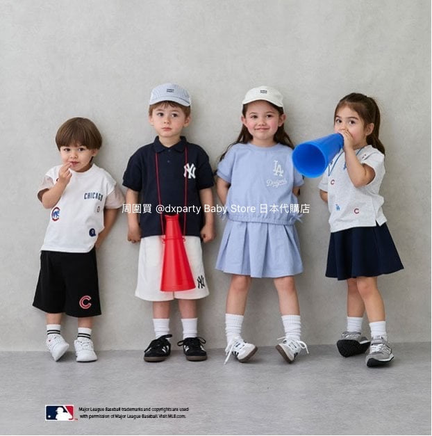 Japanese children's clothing pe#main x MLB logo embroidered shorts 80-130cm boys' summer PANTS