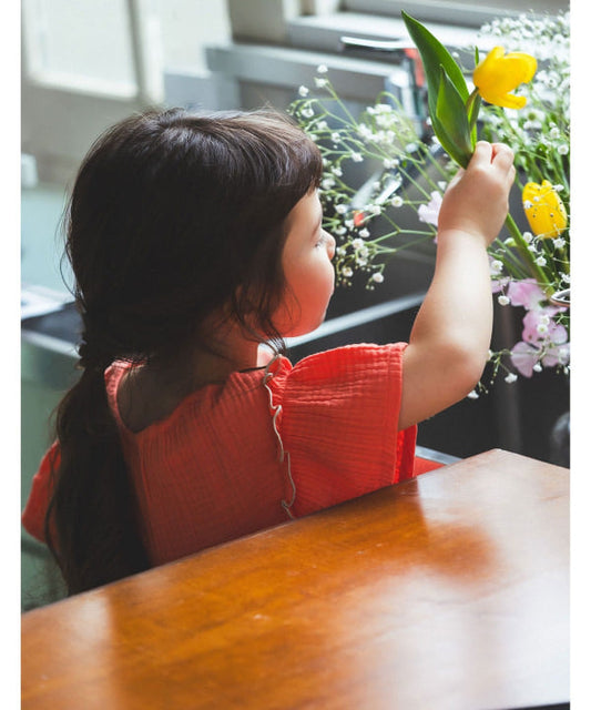 日本童裝 BE#AMS mini 花邊袖連身裙 90-140cm 女童款 夏季 DRESSES