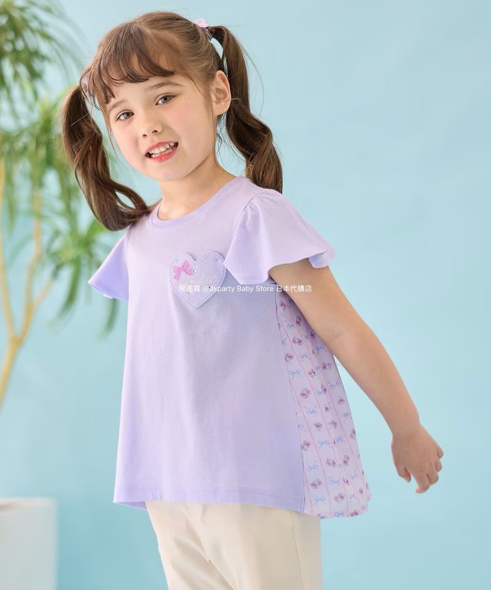 Japanese children's clothing aF#a325 spliced elegant top 90-160cm girls summer TOPS