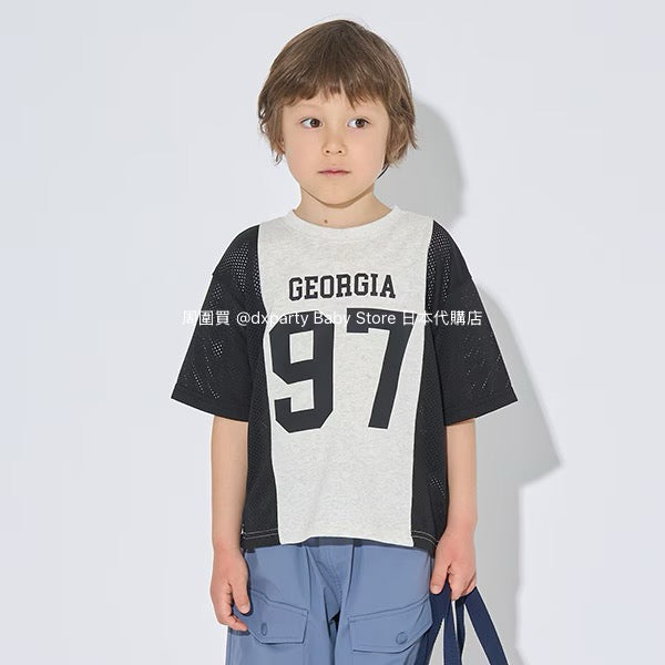 Japanese children's clothing b・R# water-absorbing quick-drying touch cool color-block mesh sports top 100-150cm boys/girls summer TOPS