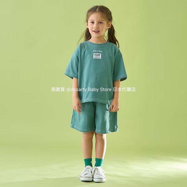 Japanese children's clothing b・R# patch logo top 100-150cm boys/girls summer TOPS