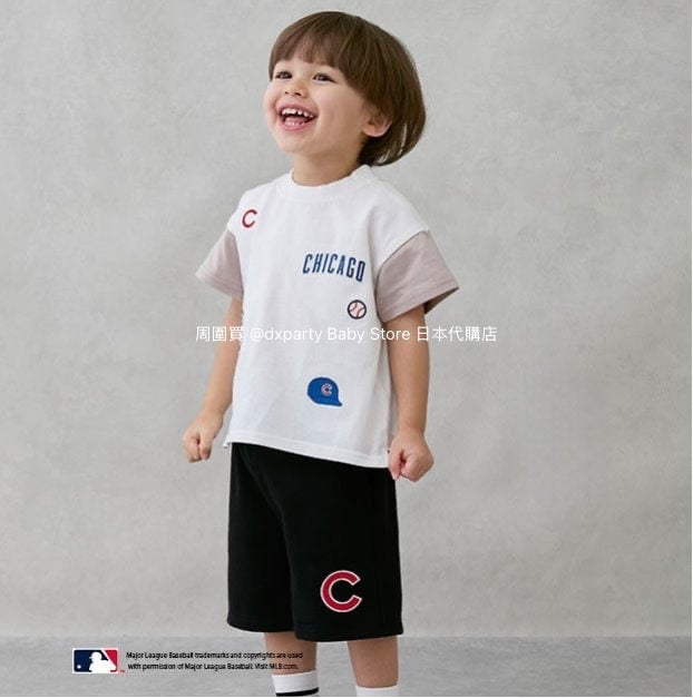 Japanese children's clothing pe#main x MLB logo embroidered shorts 80-130cm boys' summer PANTS