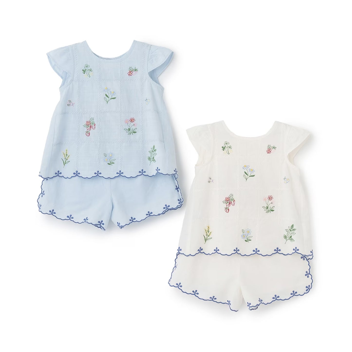 日本童裝 pe#main 達尼卡爾刺繡兩件套裝 80-130cm 女童款 夏季 TOPS PANTS