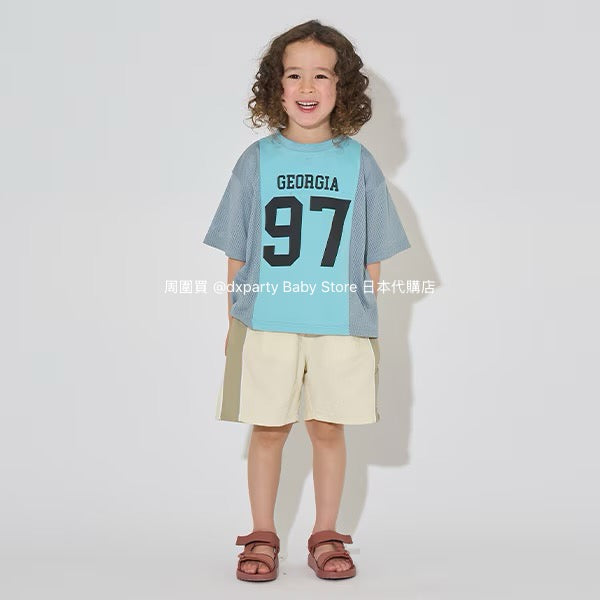 Japanese children's clothing b・R# water-absorbing quick-drying touch cool color-block mesh sports top 100-150cm boys/girls summer TOPS