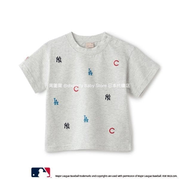 Japanese children's clothing pe#main x MLB logo embroidered short-sleeved top 80-130cm boys/girls summer TOPS
