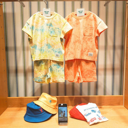 日本童裝 BE#AMS mini 扎染印花兩件套裝 90-150cm 男童款 夏季 TOPS PANTS
