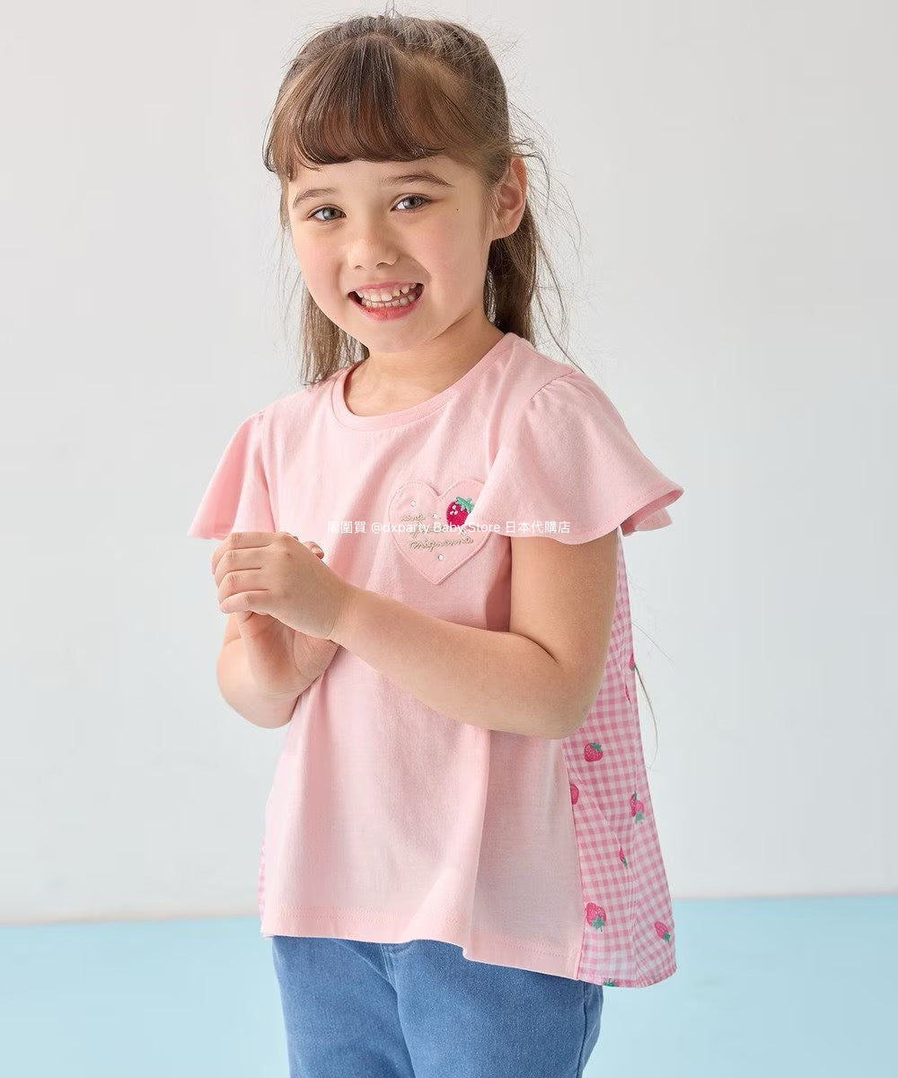 Japanese children's clothing aF#a325 spliced elegant top 90-160cm girls summer TOPS