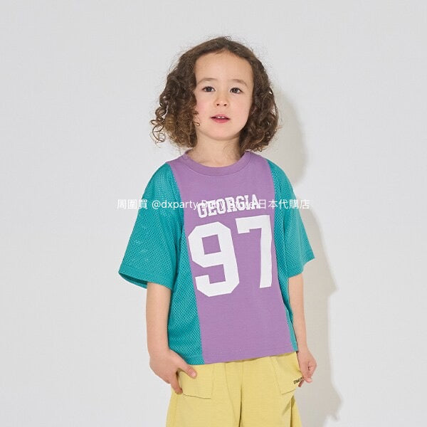 Japanese children's clothing b・R# water-absorbing quick-drying touch cool color-block mesh sports top 100-150cm boys/girls summer TOPS