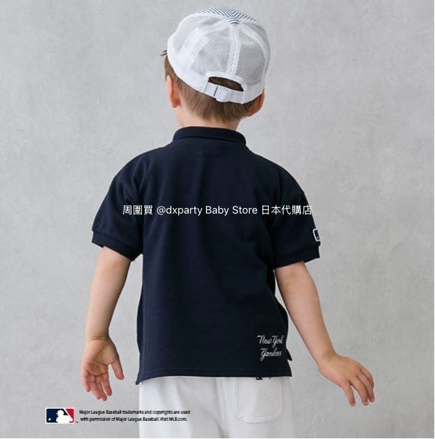 Japanese children's clothing pe#main x MLB logo embroidered polo top 80-130cm boys' summer TOPS