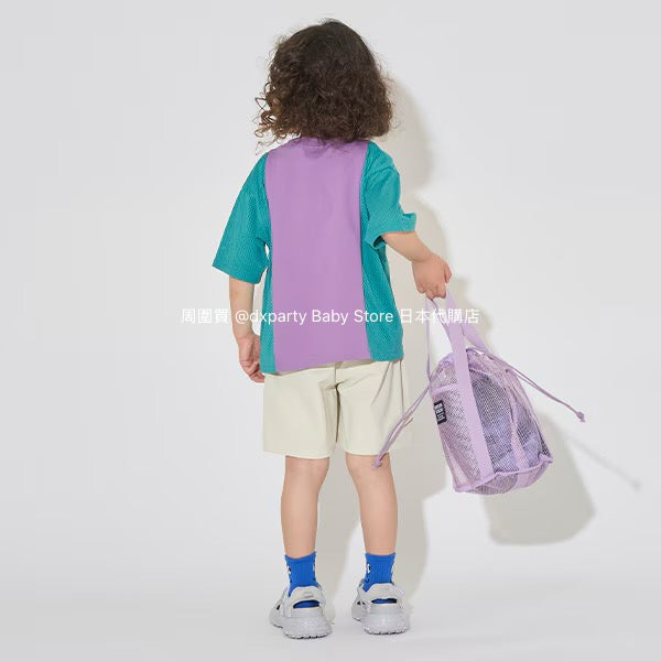 Japanese children's clothing b・R# water-absorbing quick-drying touch cool color-block mesh sports top 100-150cm boys/girls summer TOPS