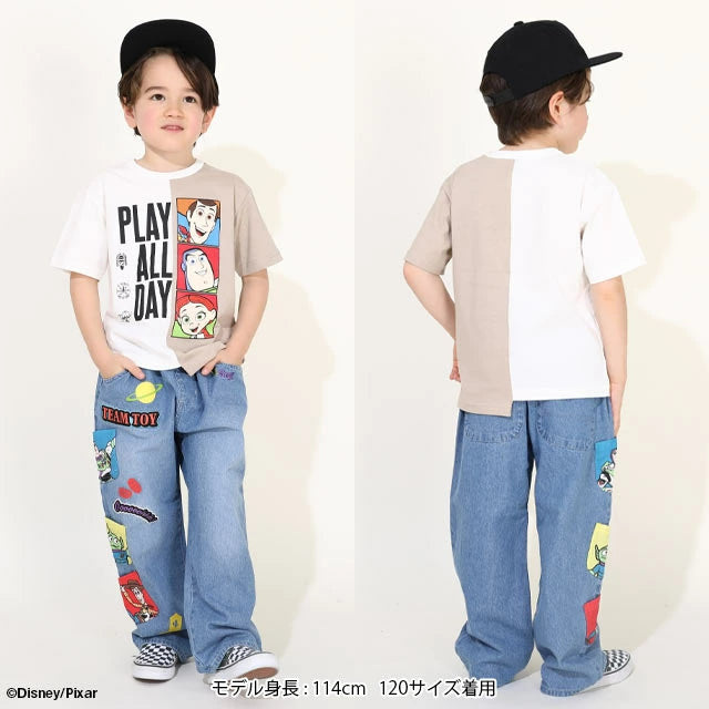 Japanese children's clothing BDL x Disney Toy Story patchwork top 80-140cm boys' summer TOPS