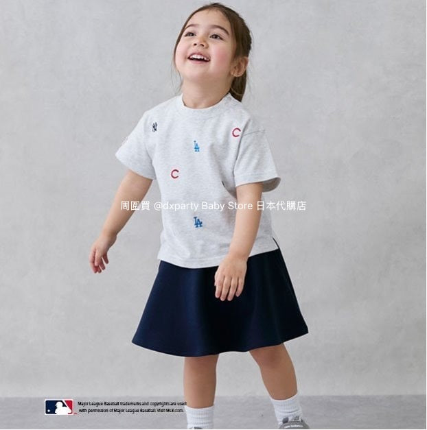 Japanese children's clothing pe#main x MLB logo embroidered short-sleeved top 80-130cm boys/girls summer TOPS