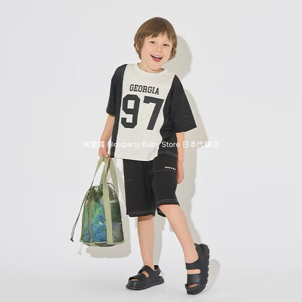 Japanese children's clothing b・R# water-absorbing quick-drying touch cool color-block mesh sports top 100-150cm boys/girls summer TOPS