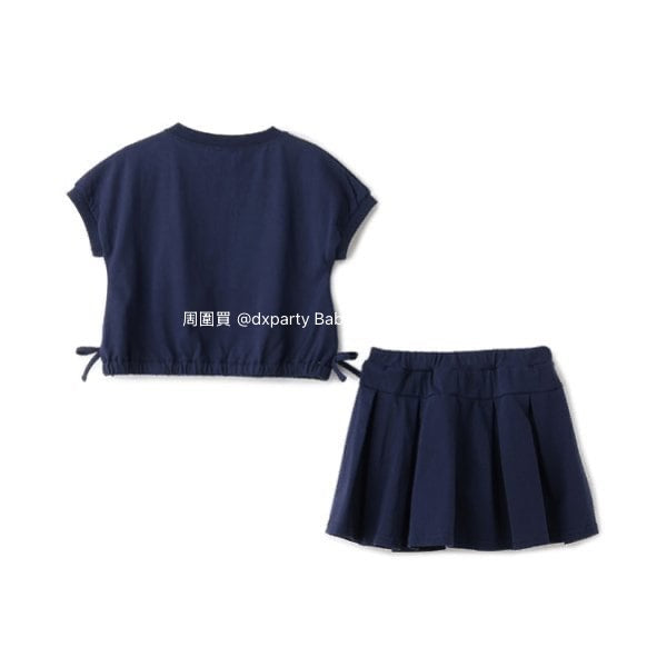 Japanese pe#main x MLB two-piece set (80-130cm) for girls (Summer TOPS SKIRTS)