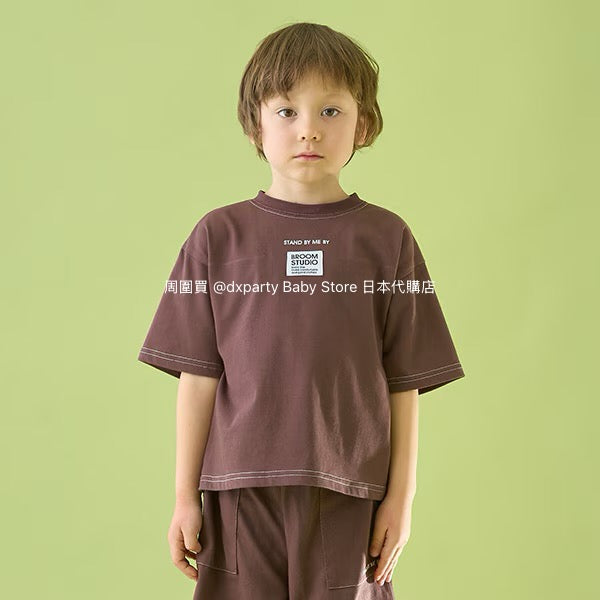 Japanese children's clothing b・R# patch logo top 100-150cm boys/girls summer TOPS