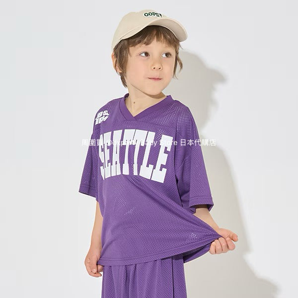 Japanese children's clothing b・R# V-neck mesh sports top 100-150cm boys/girls summer TOPS