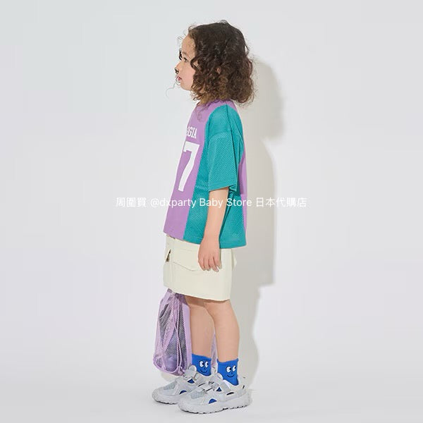 Japanese children's clothing b・R# water-absorbing quick-drying touch cool color-block mesh sports top 100-150cm boys/girls summer TOPS