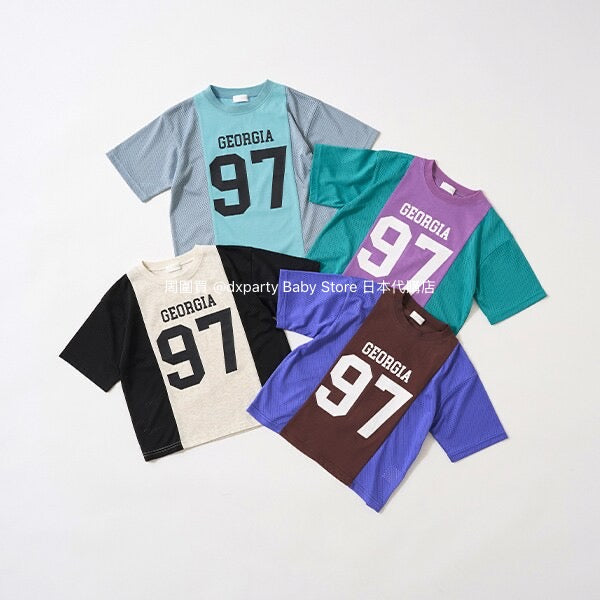 Japanese children's clothing b・R# water-absorbing quick-drying touch cool color-block mesh sports top 100-150cm boys/girls summer TOPS