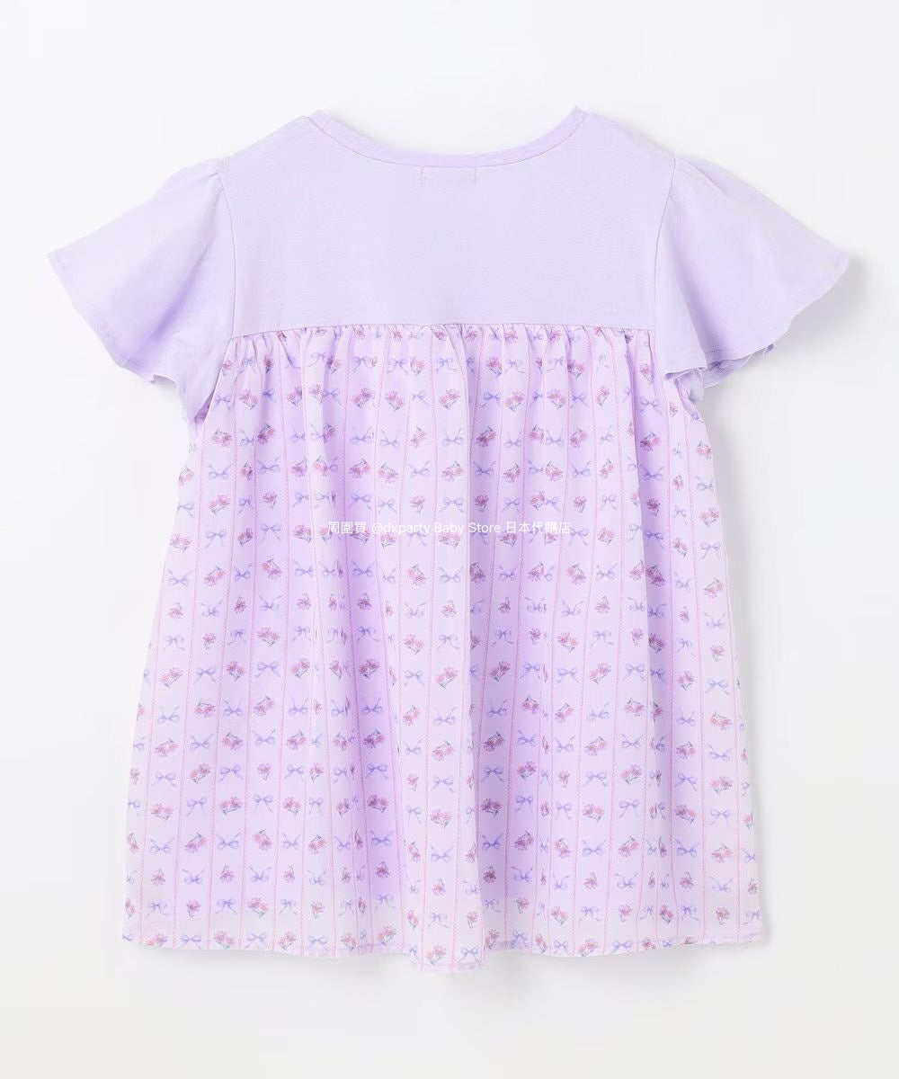 Japanese children's clothing aF#a325 spliced elegant top 90-160cm girls summer TOPS
