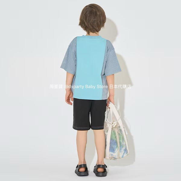 Japanese children's clothing b・R# water-absorbing quick-drying touch cool color-block mesh sports top 100-150cm boys/girls summer TOPS
