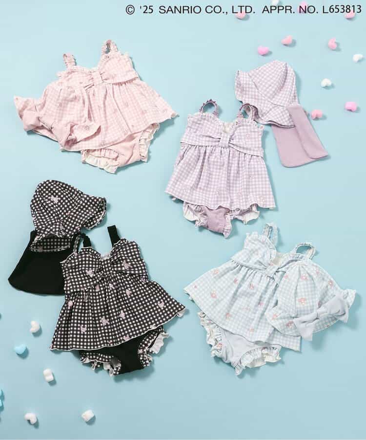 Ampersand x Sanrio UV-Proof Two-Piece Swimsuit Set (90-140cm) - Girls' Summer Swimsuit Special (Direct from Japan)