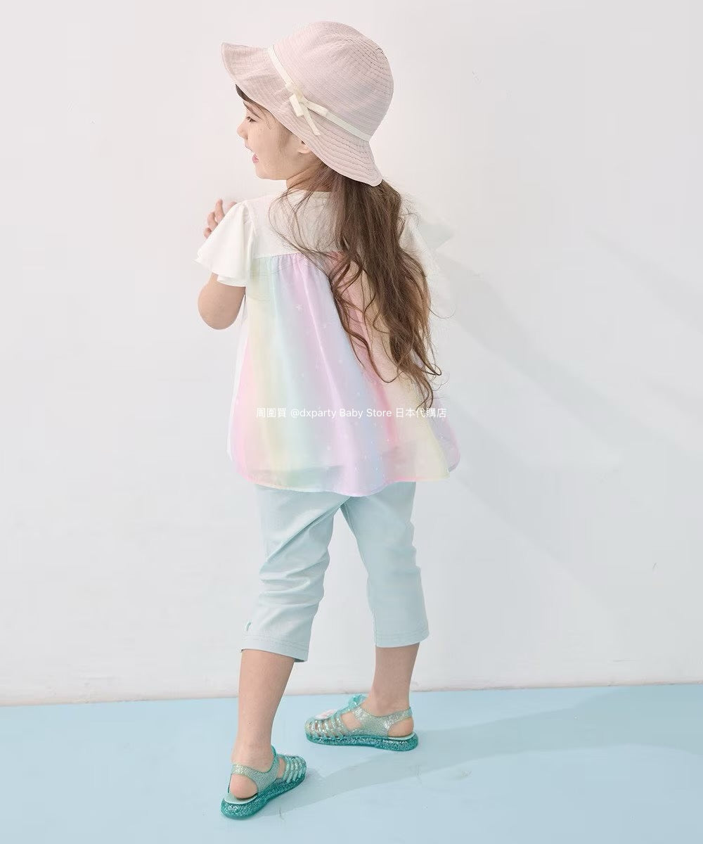 Japanese children's clothing aF#a325 spliced elegant top 90-160cm girls summer TOPS