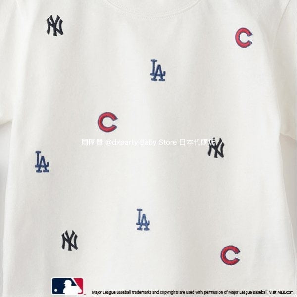 Japanese children's clothing pe#main x MLB logo embroidered short-sleeved top 80-130cm boys/girls summer TOPS
