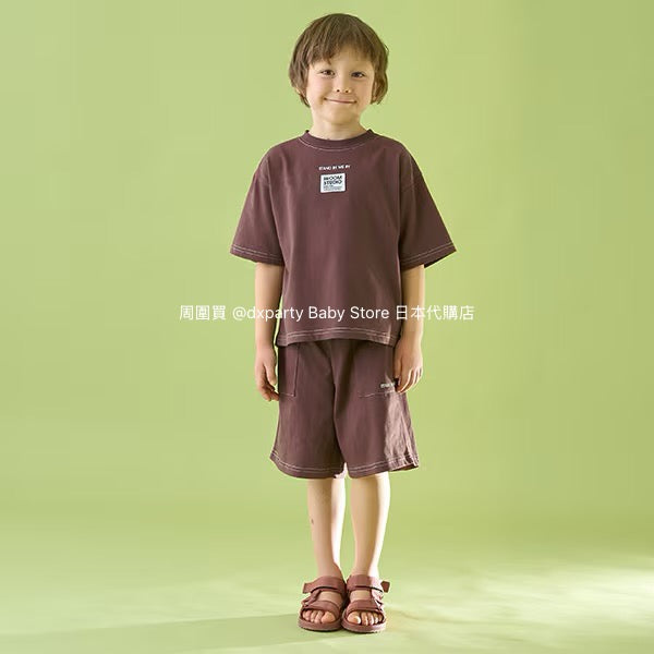 Japanese children's clothing b・R# patch logo top 100-150cm boys/girls summer TOPS