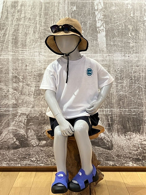 Japanese children's clothing TNF UV protection geometric square print top 100-120cm boys/girls summer TOPS