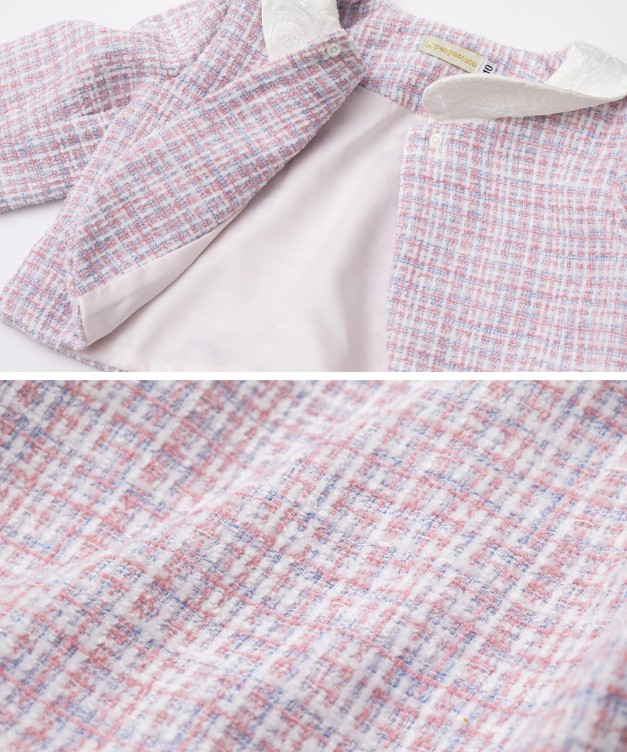 日本童裝 panpantutu 小香風粗呢外套+背心泡泡連身裙 100-130cm 女童款 夏季 OUTERWEAR DRESSES 面試/宴會/表演