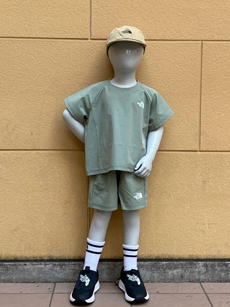 Japanese children's clothing TNF waterproof series high-stretch static care fine logo print top 100-120cm boys/girls summer TOPS
