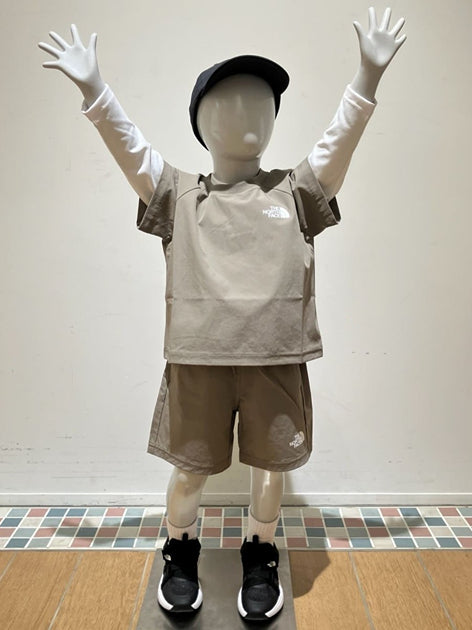 Japanese children's clothing TNF waterproof series high-stretch static care fine logo print top 100-120cm boys/girls summer TOPS