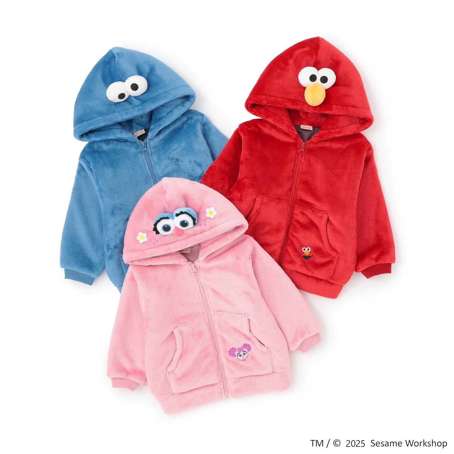 日本童裝 pe#main x SESAME STREET 芝麻街毛毛外套 80-130cm 男童款/女童款 冬季 OUTERWEAR 聖誕紅/新年紅