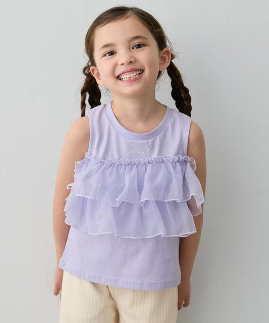 日本童裝 aF#a325 接觸冷感 3Way 露肩薄紗上衣 110-150cm 女童款 夏季 TOPS