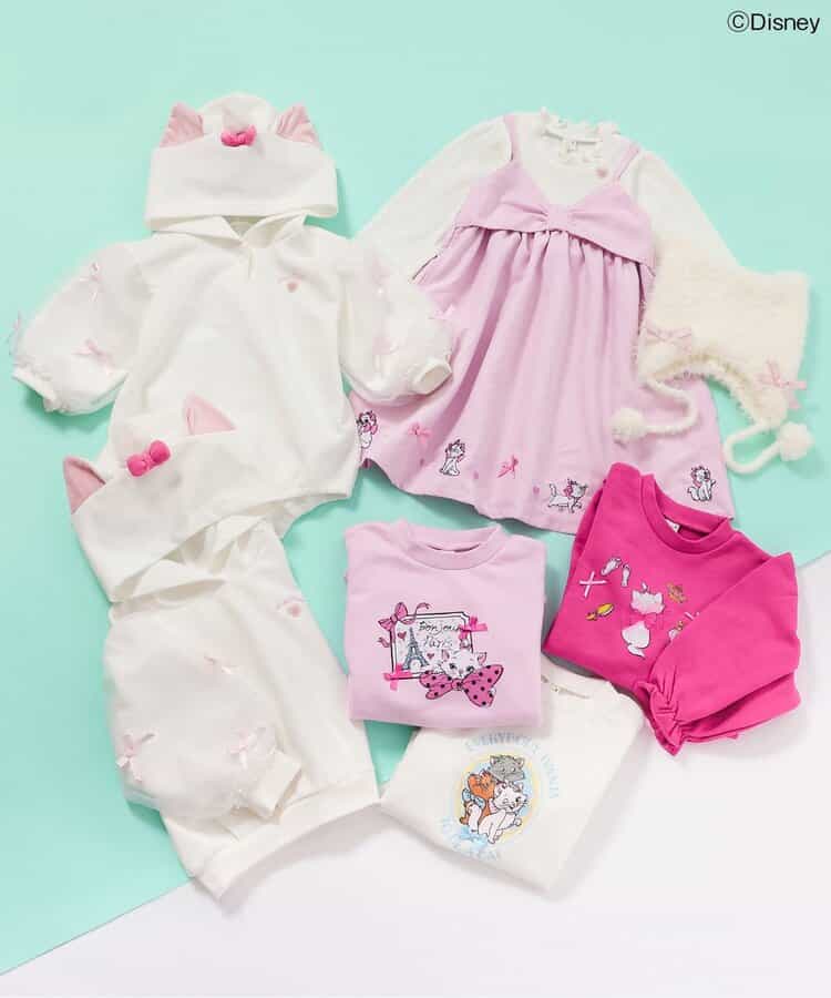 日本童裝 apres les cours x Disney Marie假兩件蝴蝶結連身裙 80-140cm 女童款 冬季 DRESSES