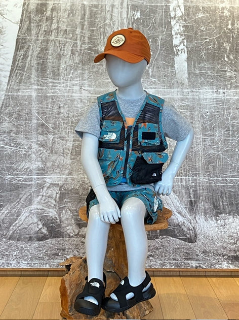 Japanese children's clothing TNF UV protection Hokkaido Shari Town printed top 100-120cm boys/girls summer TOPS