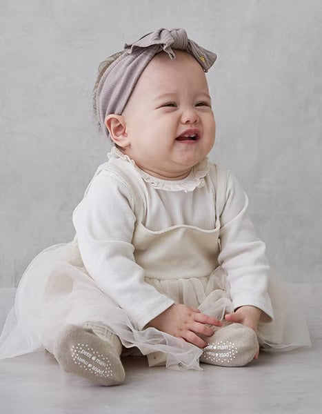 日本童裝 pe#main 假兩件網紗連衣 70-80cm 初生嬰兒 女童款 冬季 Jumpsuit