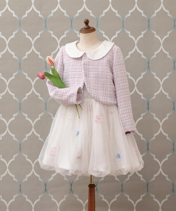 日本童裝 panpantutu 小香風粗呢外套+背心泡泡連身裙 100-130cm 女童款 夏季 OUTERWEAR DRESSES 面試/宴會/表演