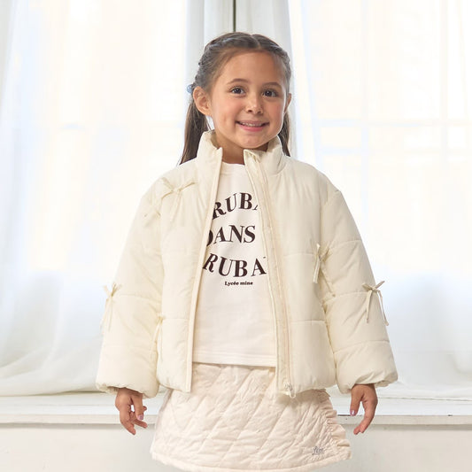 日本童裝 Ly# mine 蝴蝶結夾棉外套 100-150cm 女童款 冬季 (適合寒冷天氣、溫度低天氣)OUTERWEAR