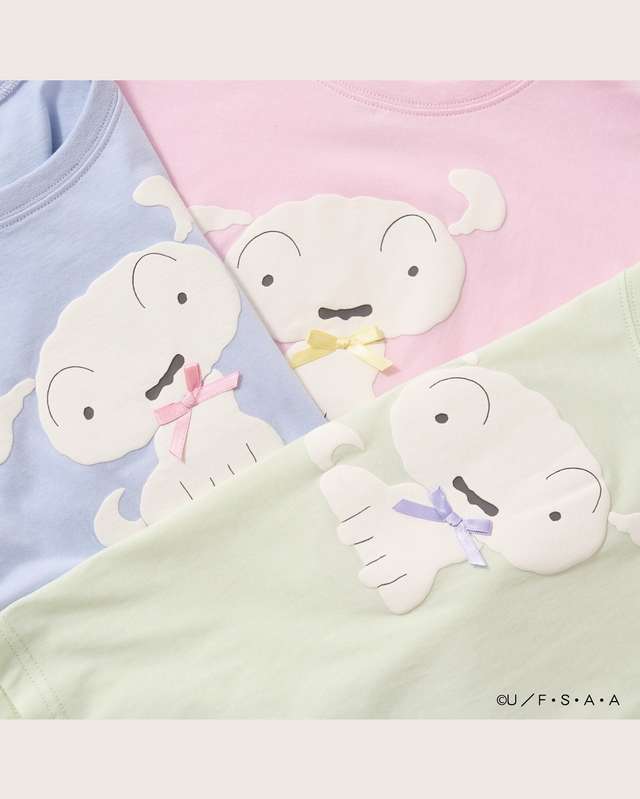 Japanese children's clothing Ly# mine x Crayon Shin-chan 3D White Short-sleeved Top 100-140cm Girls Summer TOPS