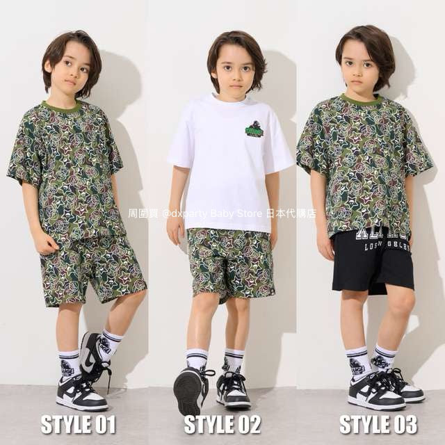 Japanese XLARGE KIDS Camouflage Short-Sleeved Top 80-140cm Boys Summer TOPS