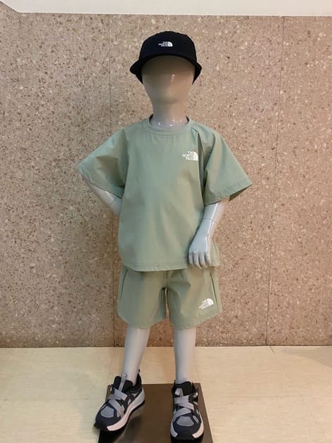 Japanese children's clothing TNF waterproof series high-stretch static care fine logo print top 130-160cm boys/girls summer TOPS