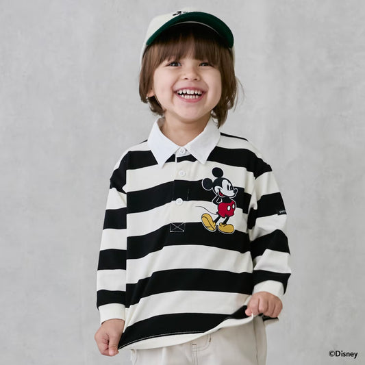 日本童裝 pe#main x Disney 橄欖球風長袖T卹 80-130cm 男童款 秋季 TOPS