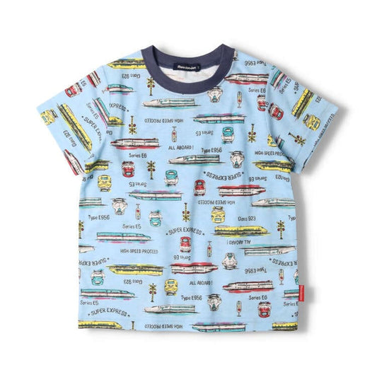 Moujonjon Japanese-made JR Shinkansen tops (90-130cm) for boys, summer, railway series.
