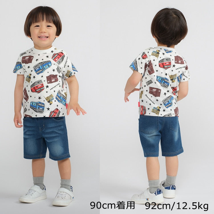 Moujonjon Japanese-made JR freight train tops (90-130cm) for boys, summer TOPS (Railway Series)