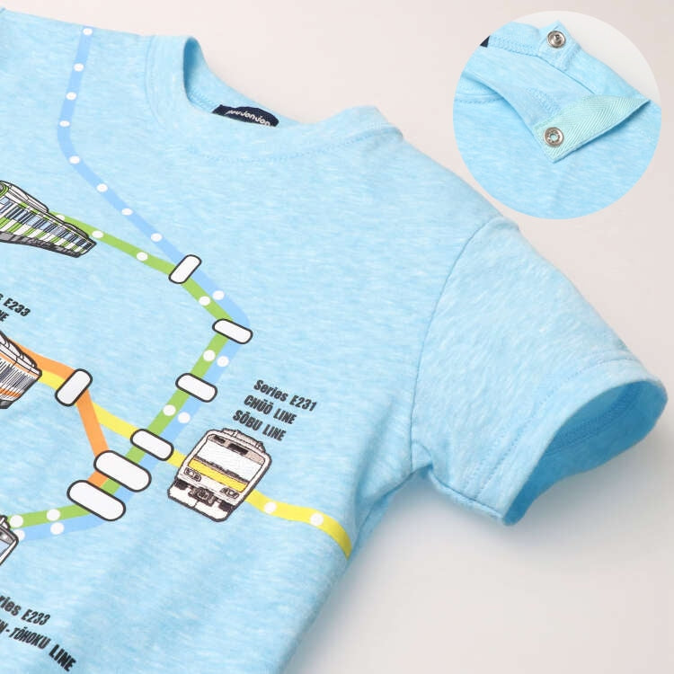 Moujonjon Japanese children's clothing, made in Japan, on the line tram route top 90-130cm boys' summer TOPS railway series