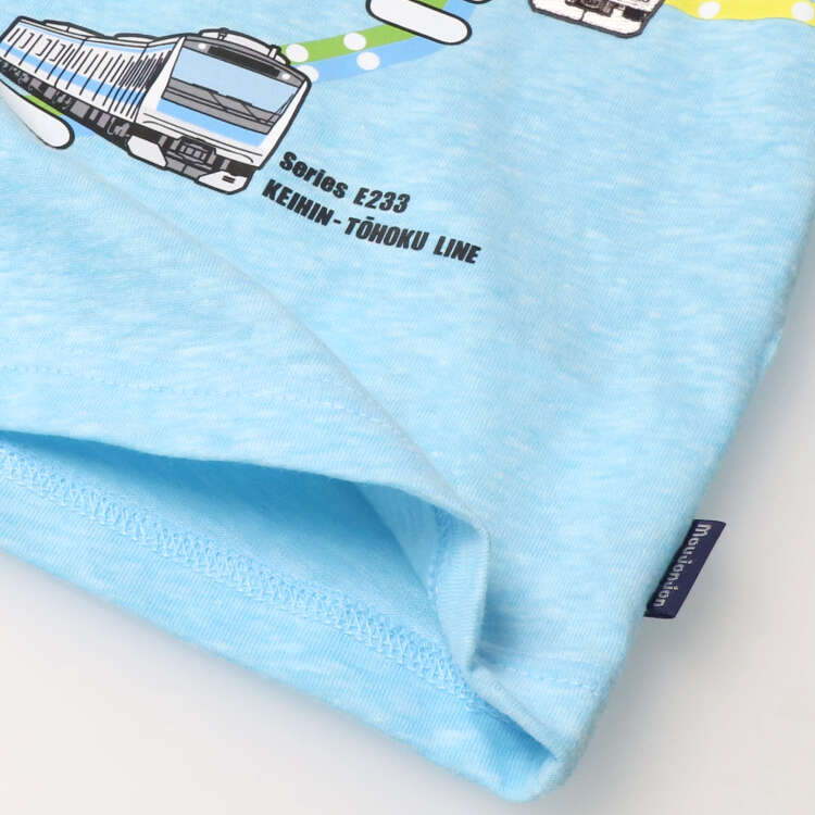 Moujonjon Japanese children's clothing, made in Japan, on the line tram route top 90-130cm boys' summer TOPS railway series